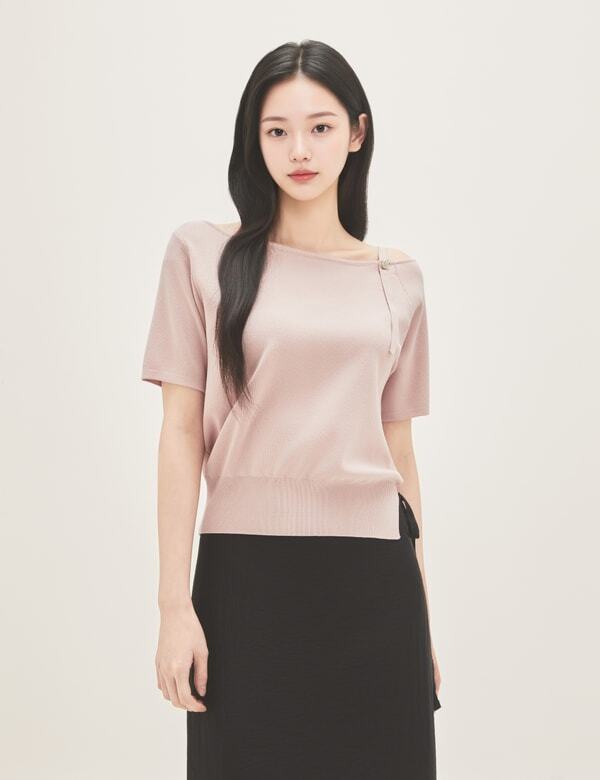 ROEM Off-Shoulder Short Sleeve Pullover Rmkag38R11
