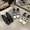 Fashion Retro Ballet Shoes Women's 2025 Summer Cross-buckle Shallow Mouth Square Head Single Shoes Versatile Flat Mary Jane Shoes