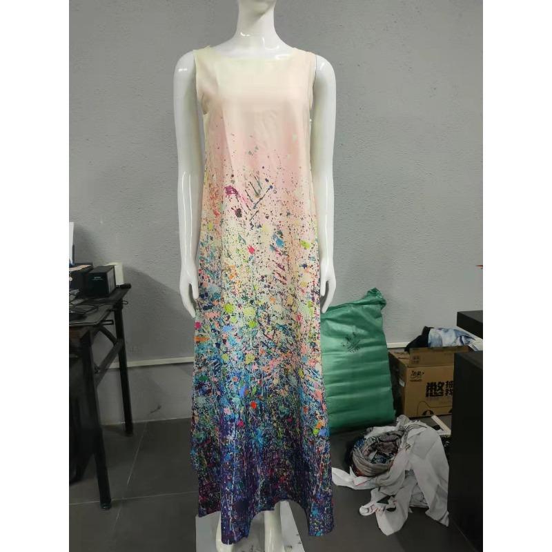 YYFS Damenmode Sommer Frühling Druck Ärmellos O-Ausschnitt Freizeitkleider