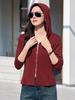 Women's 2025 Slim-Fit Hooded Long-Sleeve T-Shirt: Spring/Autumn Lightweight Short Jacket Top
