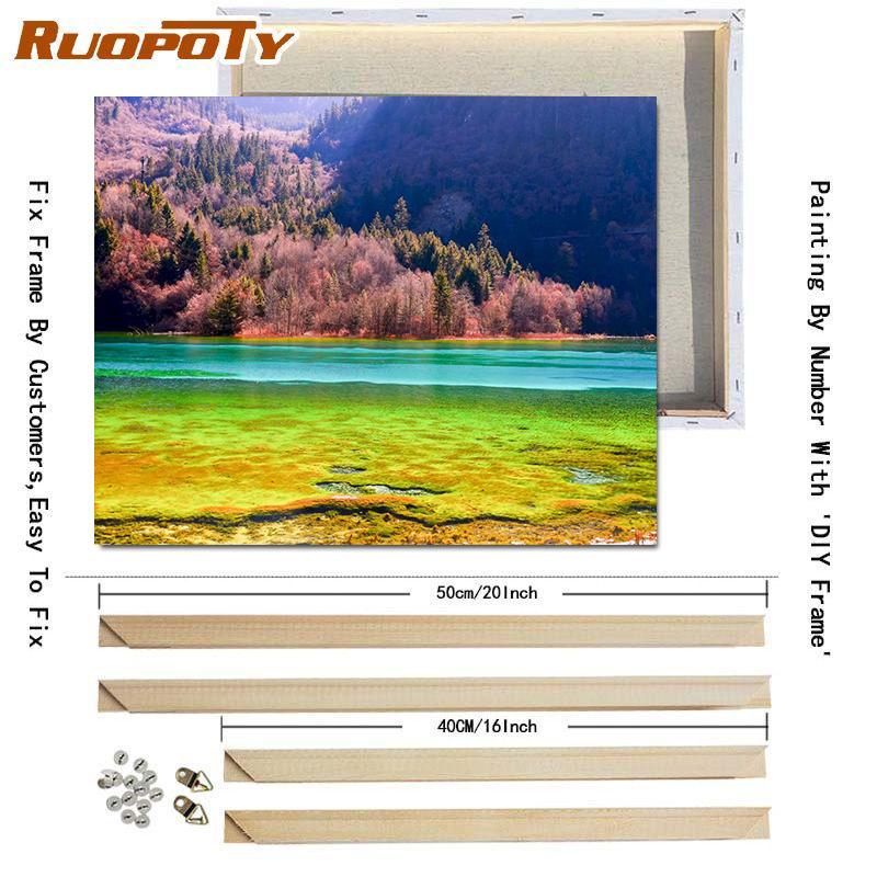 ABEUTY Malen Nach Zahlen Set – Sonnenaufgang Bücher Berg & Meer, 40x50 Cm Leinwand