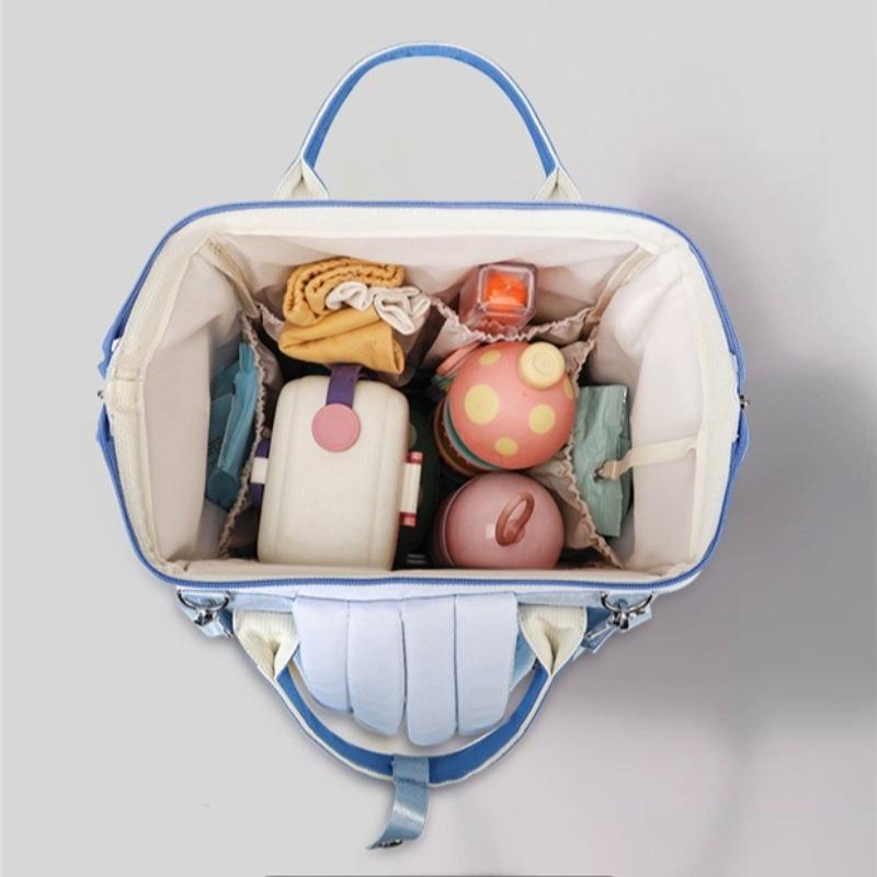 Solid Color Large Capacity Storage Mommy Bag, Lightweight Mother and Baby Backpack Baby Portable Waterproof Travel Diaper Bag for Going Out Handbag