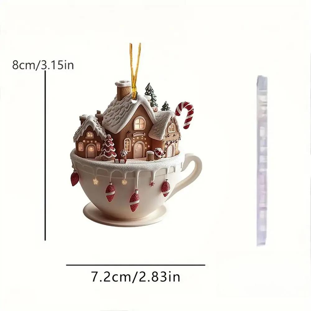 Christmas Coffee Cup Ornaments Coffee Mug Decorative Tree Hanging 2025 Xmas Navidad 2026 New Year Easter Bunny Party Supplies