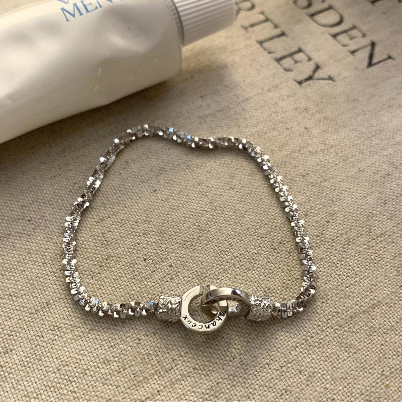 Fashion Double Ring Lock Buckle Bracelet For Women Korean Style Versatile Hand Jewelry