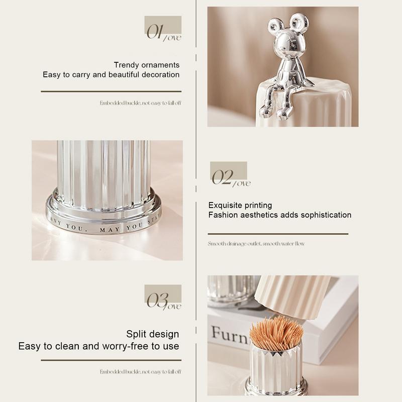 New Bear Cotton Pad Holder Cotton Swab Rod Storage Box Cosmetics Jewelry Bathroom Qtip Makeup Container Lipstick Organizer Box