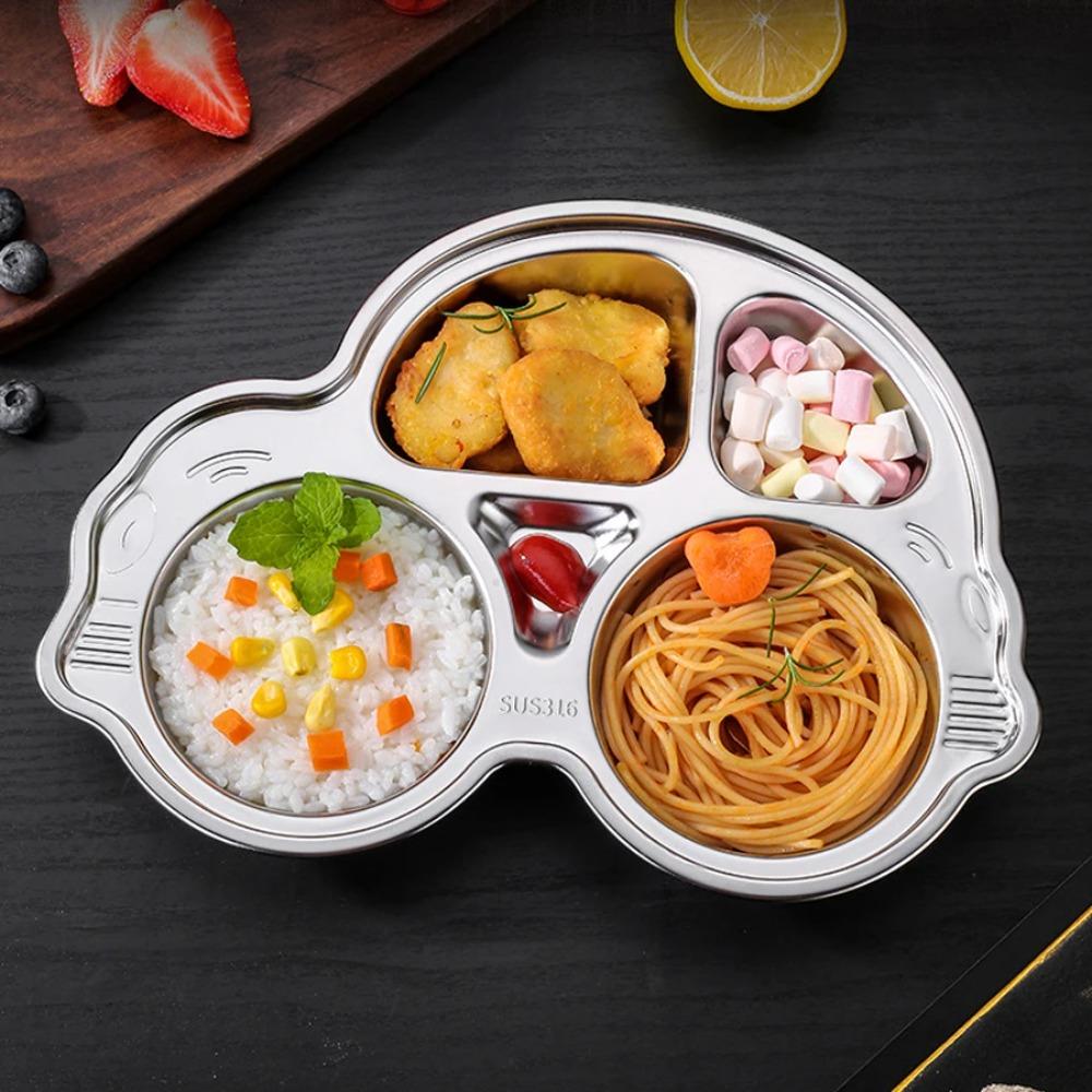 Cartoon Pattern Children's Dinner Plate Divided Snack Tray Tableware Food Feeding Dishes  Gift