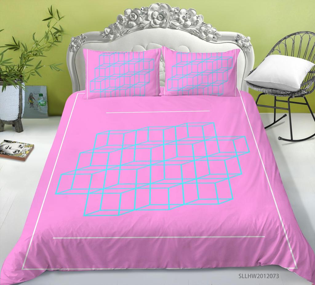 Literie graphique 3D motif coloré housse de couette et taie d'oreiller 2 ou 3 morceaux de tissu en microfibre avec fermeture éclair lavable super doux décoration de la maison