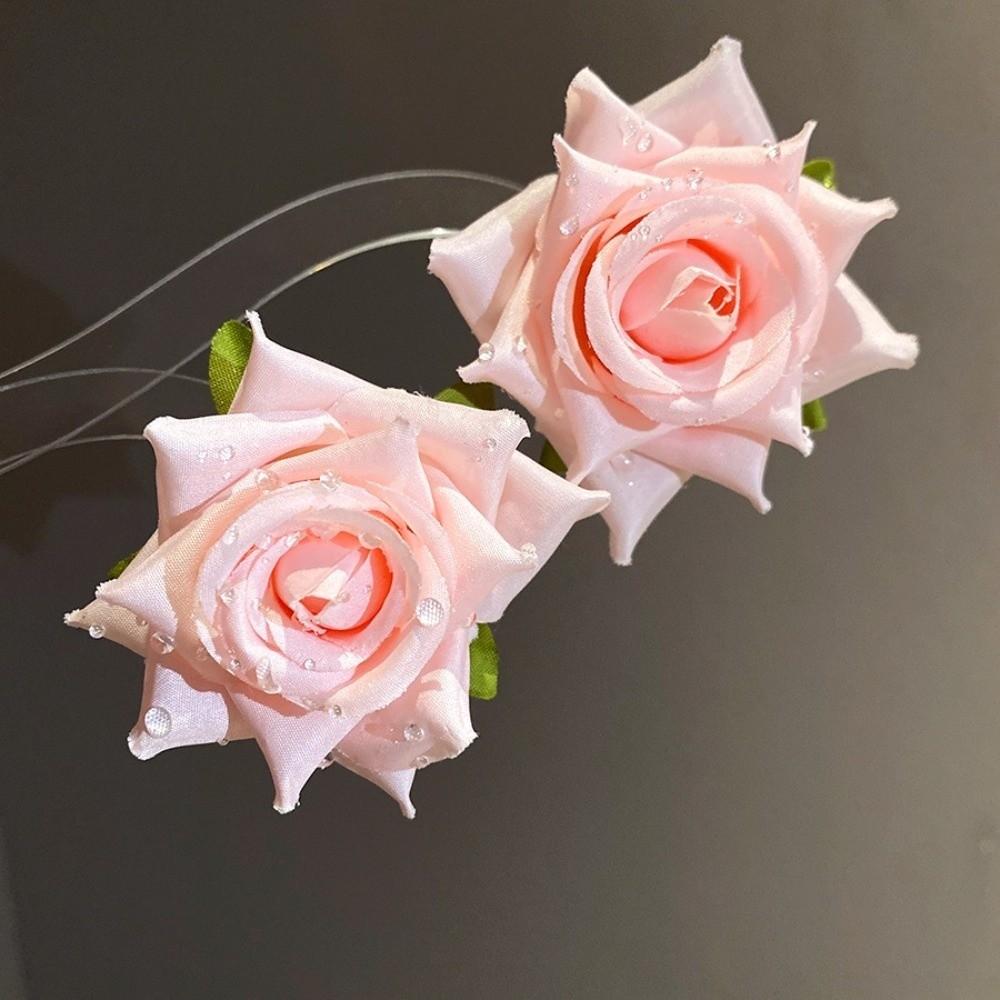 Cloth Floral Stud Earrings Solid Color Drop Earrings Retro Rose Flower Earrings  Women