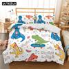 Cute Cartoon Dinosaur Print Polyester Bedding Sets Child Kids Covers Boys Bed Linen Set For Teens King Size Bedding Set