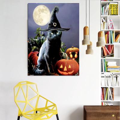 Diamond Painting Cat Rhinestone Cross Stitch Diamond Embroidery Animal Halloween Crystal Diamond Art