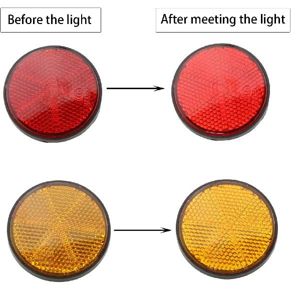 DGZZI Round Reflector 4PCS 2inch / 56mm Plastic Universal Screw Mount Reflective Warning Reflectors for Motorcycle Bike, Red and Orange