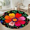 Flower Round Office Rug Perfect for Study Room Kitchen Dormitory Living Rooms Antislip Round Carpet Decorate Offices Best for Christmas