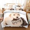 Cat and Dog Duvet Cover Set 3d Printing Cute Animal Theme Comforter Cover King Queen Size for Kid Boy Girl Polyester Bedding Set