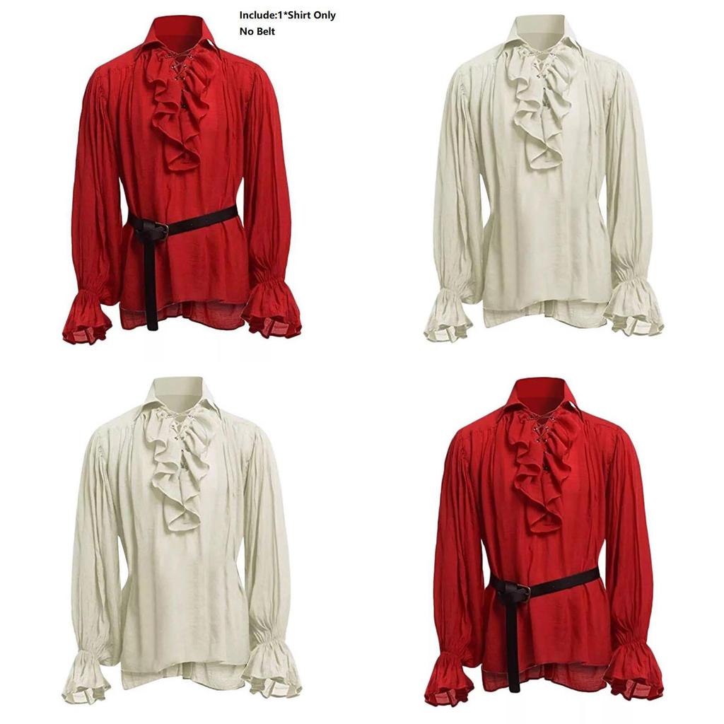 Classic Men Medieval Renaissance Pirate Shirt With Long Sleeve Stylish Design