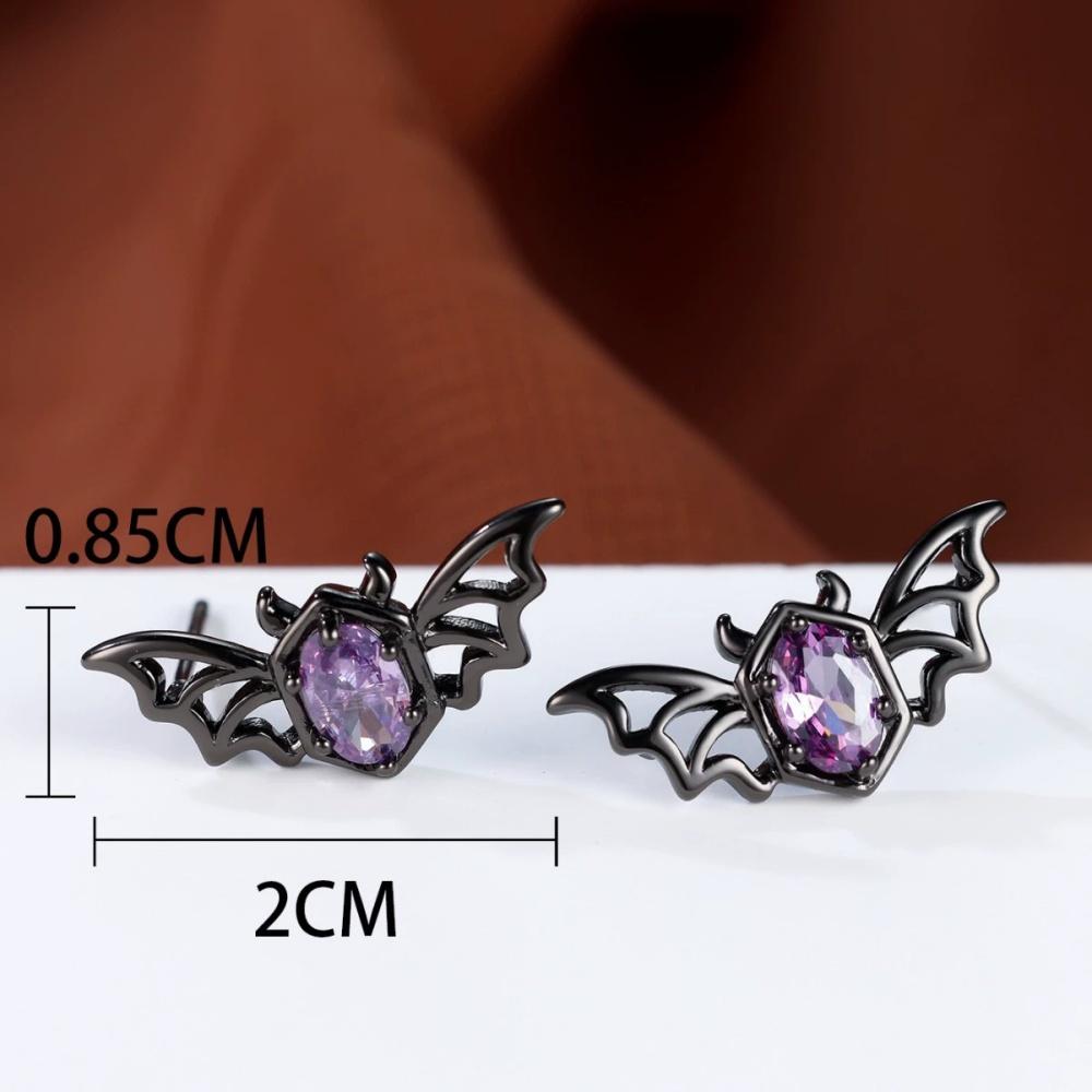 New Geometric Zircon Hollow Bat Earrings Fashionable Versatile Simple Elegant Personalized High end Hip Hop Gothic Jewelry Gift