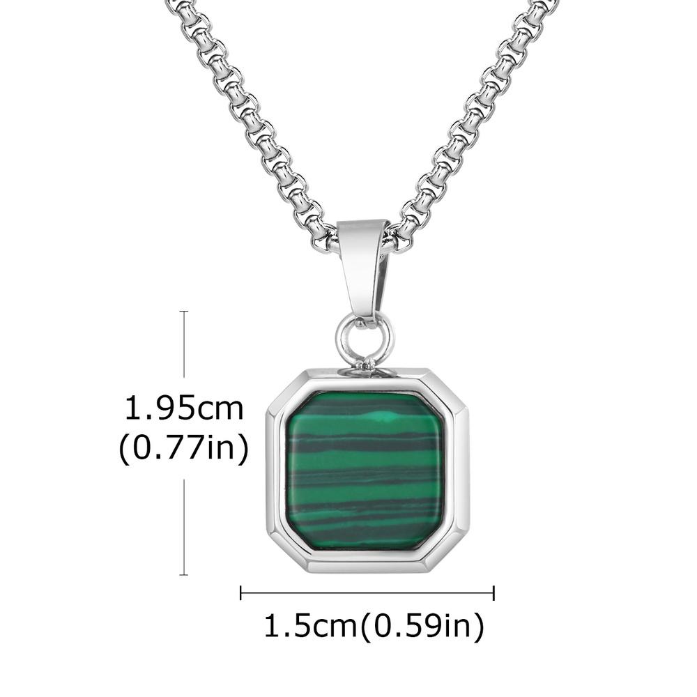 Vnox Stainless Steel Square Pendant Necklace for Men Women, Tiger Eye Turquoise Natural Stone Pendant Box Chain Jewelry Gifts