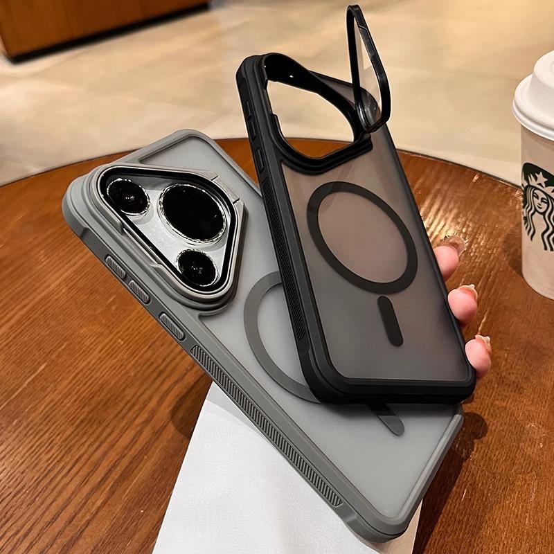 Applicable To Huawei Pura70pro Mobile Phone Case New Lens Frame Bracket P70Pro   Magnetic Matte Anti Fall