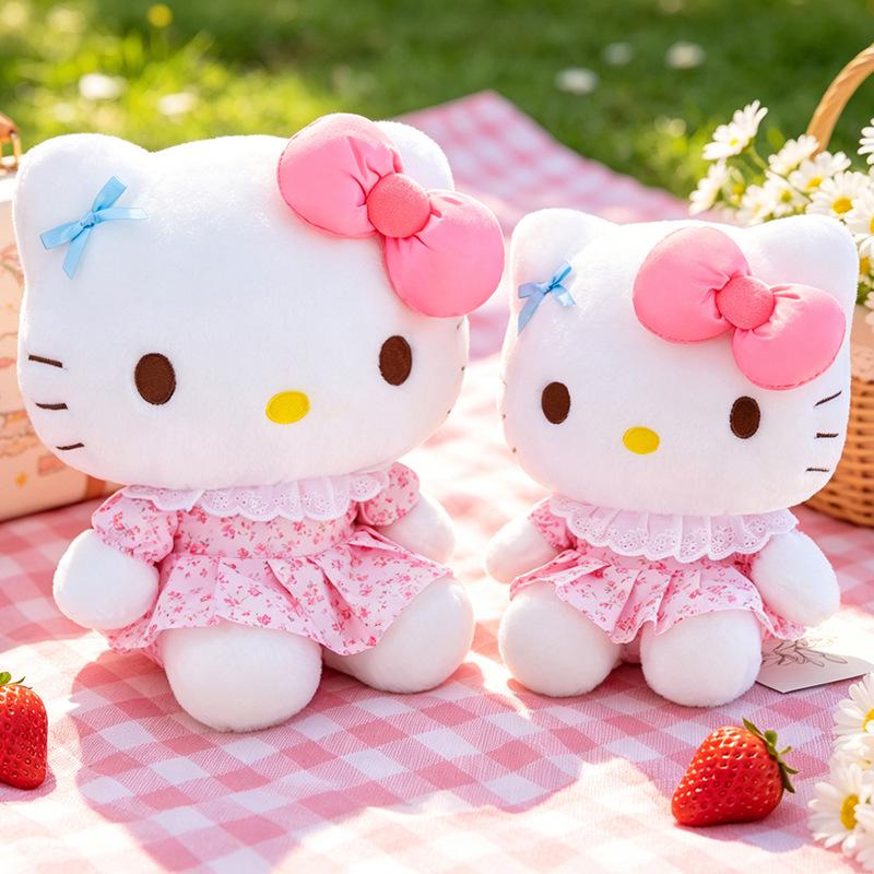 Cartoon Kitten Floral Dress Plush Toy - Cute Cat Doll & Cushion Gift