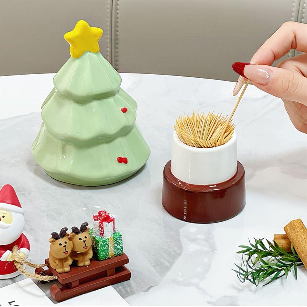 Christmas Tree Shaped Toothpick Dispenser Box Creative Toothpick Tube  Christmas Decorations