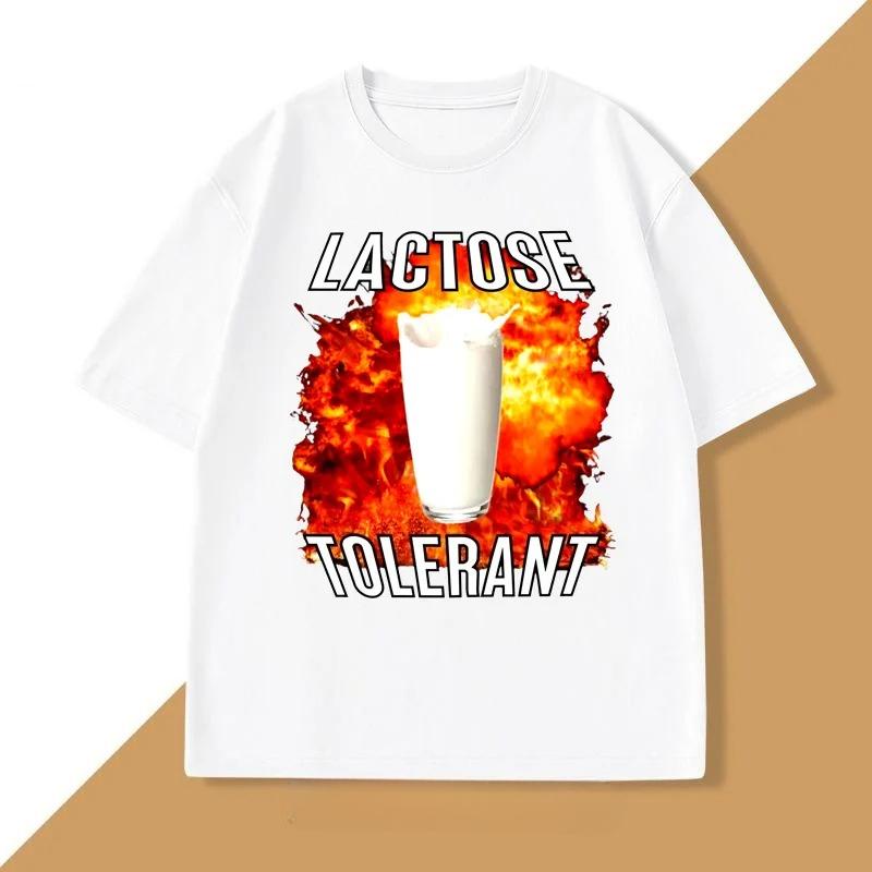 Lactose Intolerance Funny Expression Pack Tshirt Womens Casual Printed Loose Short Sleeve Ladies Tshirt Tops Y2k Top Vintage S