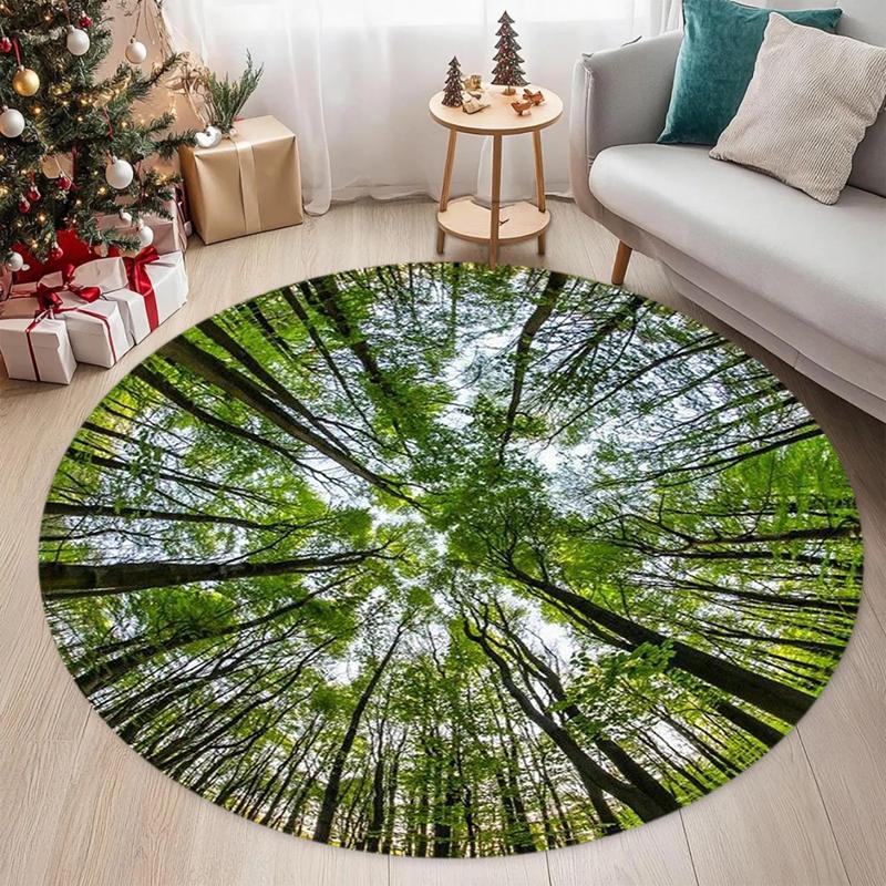

Autumnal Forest Canopy Round Rug Anti-slip Soft Seasonal Nature Carpet for Living Room Bedroom Entryway Home Decor 60cmx60cm