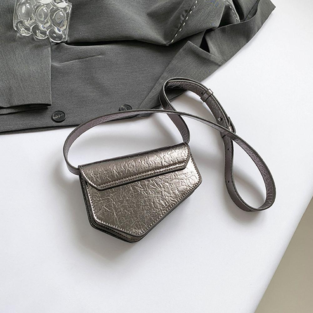 Women Irregular Shoulder Bag PU Leather Shiny Crossbody Bag Adjustable Strap All-Match Satchel Bag Ladies Commute Bag