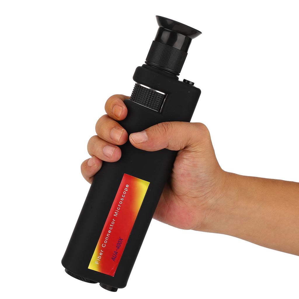 Handheld Fiber Optic Microscope 400X Accurate Optical Fiber End Magnifier with Slip Proof Rubber Shell for SC FC ST LC