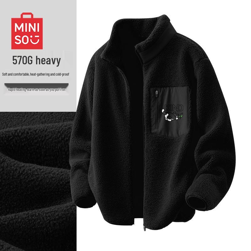 

MINISO Men s Fleece-Lined Stand-Collar Winter Jacket XL