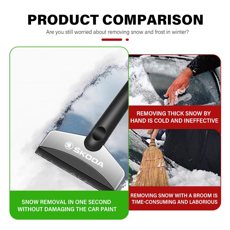PBMN1 Car Snow Brush Cleaning Shovel Glass Ice Scrapers Tool Accessories For Skoda Kodiaq Octavia 2 3 Rapid Karoq Fabia Kamiq Superb