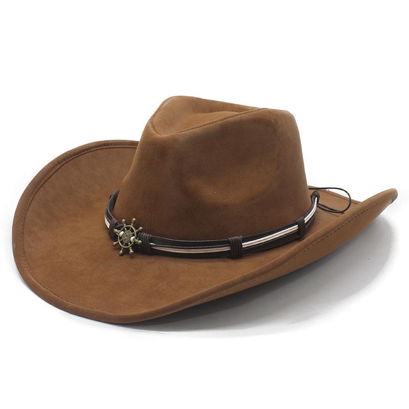 Retro American leather big-brimmed western cowboy hat, hot-selling ruffled felt hat party top hat