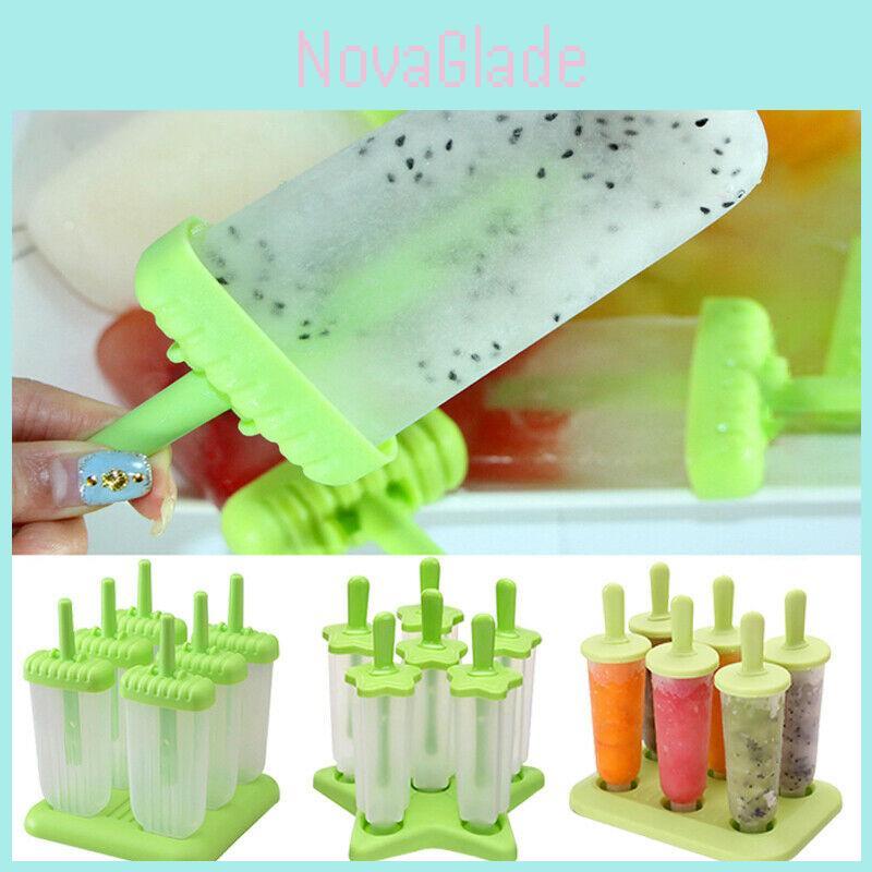 Bright Green 6pcs Pack Ice Lolly Cream Maker Mold For Diy Popsicle And Frozen Yogurt