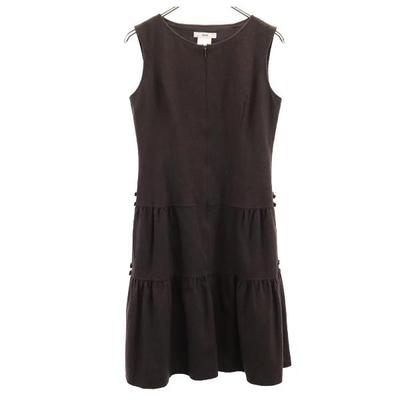 Rene Made In Japan Wool Blend No Sleeve One Piece 36 Brown Front Zip Women Used
