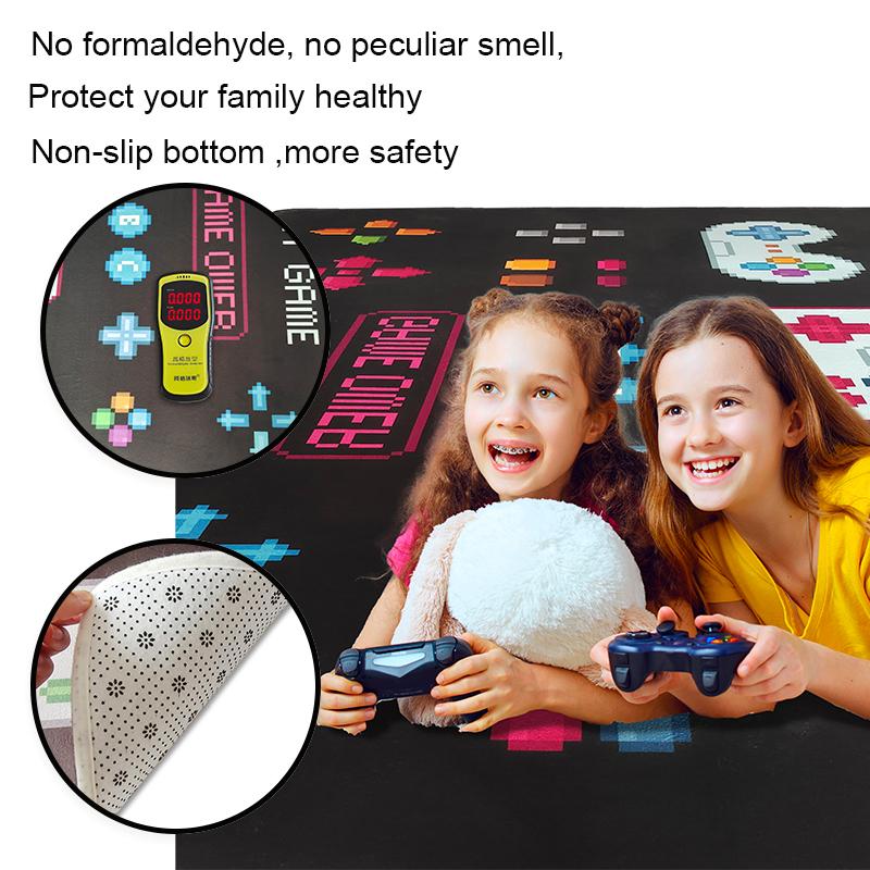 Koberec pro hráče Legrační černé podložky pod herní ovladač pro děti Měkký kobereček Pokoj Herní Anime Koberec křeslo pro hráče Velký koberec Obývací pokoj Kluci