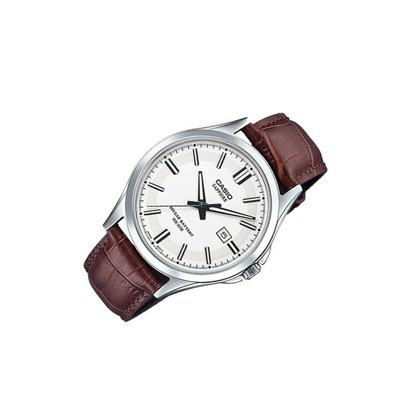 Casio UHR Retro Sport Trend Quarzwerk Lederarmband Japanische und Koreanische Uhr Herrenuhr Weißes Zifferblatt MTS-100L-7AV
