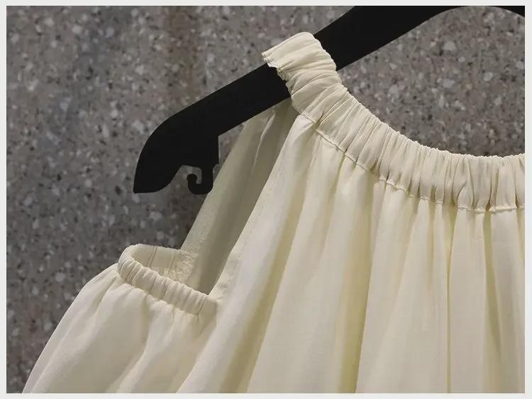 Korean Off-Shoulder Plus Size Midi Dress - French Sweet Summer Style for Women