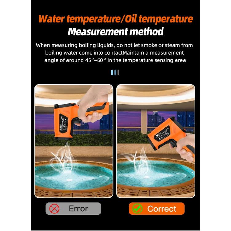 Non-contact Infrared Thermometer -40°C~1600°C High Temperature Meter with K-type Probe Laser Pyrometer Adjust Emissivity