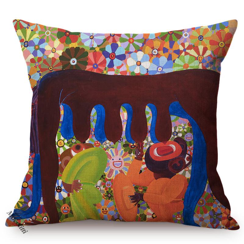 Modern Abstract Animal Oil Painting Art Style Living Room Sofa Cushion Cover Funky Artwork Chair Decorative Pillow Case Cojines