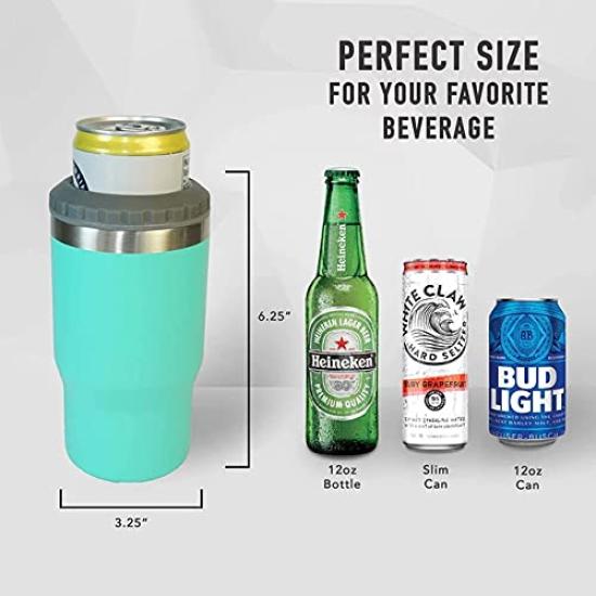 INIBULAM 4 in 1 Stainless Steel Beer Can 14oz Double Insulated Can Cooler Holder, Cold/Hot (Light Blue)