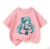 All Match Kids Short Sleeve T Shirt Pastel Anime Style Hatsune Miku Character Print Casual Wear 3 14 Years