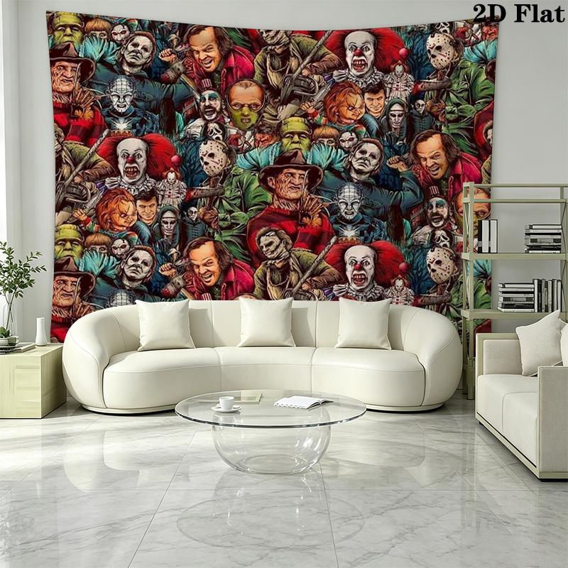 Horror Movies Wall Tapestry Aesthetic Wall Hanging Printed Fabric Blanket Decorative Tapestries for Bedroom Living Room Home Decor