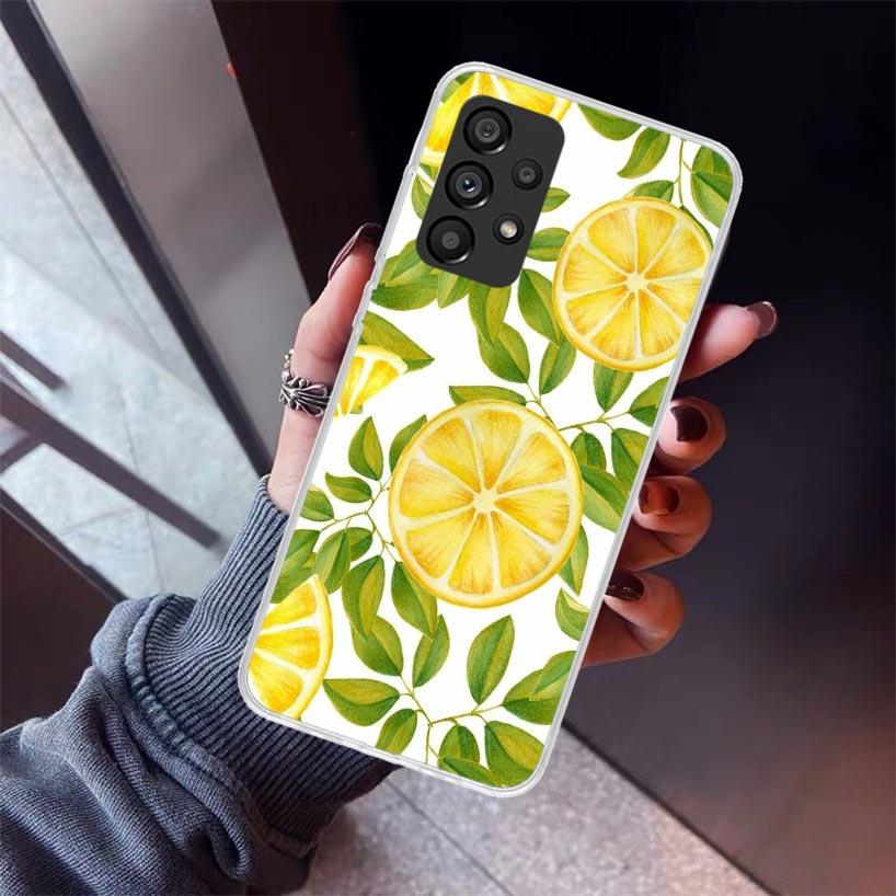 Summer Fruits Lemon Phone Case For Samsung Galaxy A12 A52S A42 A32 A22 A51 A50 Note 20 Ultra 10 S10 Plus A71 A70 A31 A30 A10S Ga