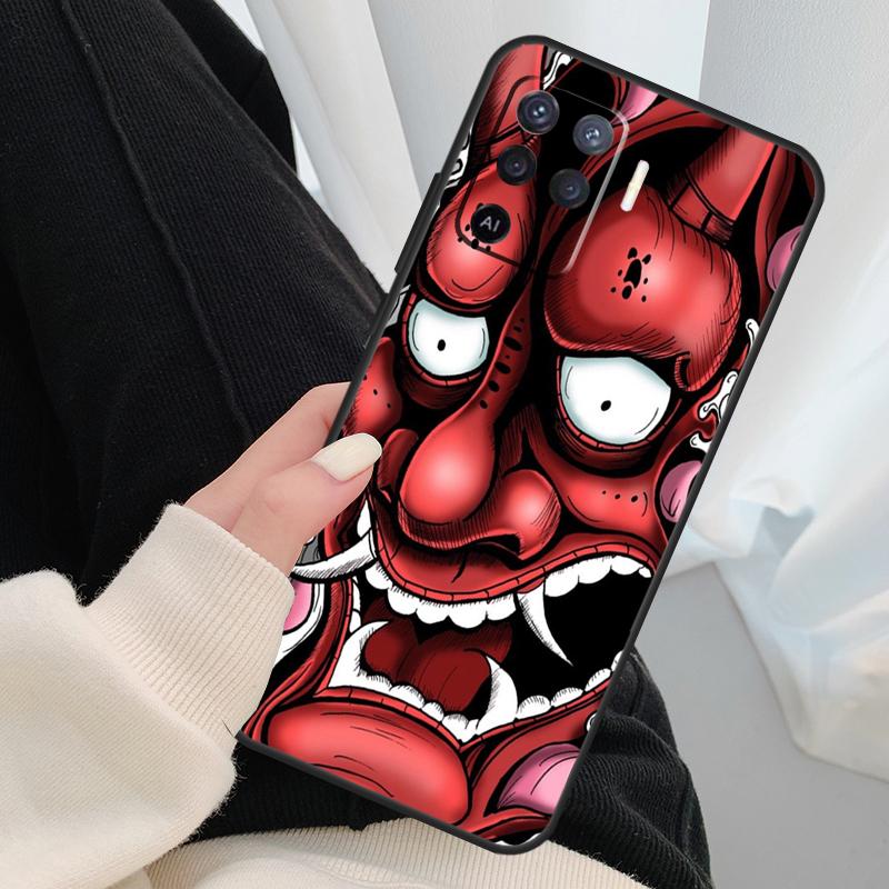Japanese Oni Hannya Demon Mask Case For Oppo A40 A60 A80 A5 Pro A15 A16 A17 A57 A77 A94 A74 A54 A76 A96 A18 A38 A58 A78 A98