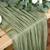 1pc Bohemian Polyester Table Runner - Beige & White Ruffled Design, Rectangular Fabric with Elegant Floral Accents for Weddings, Parties