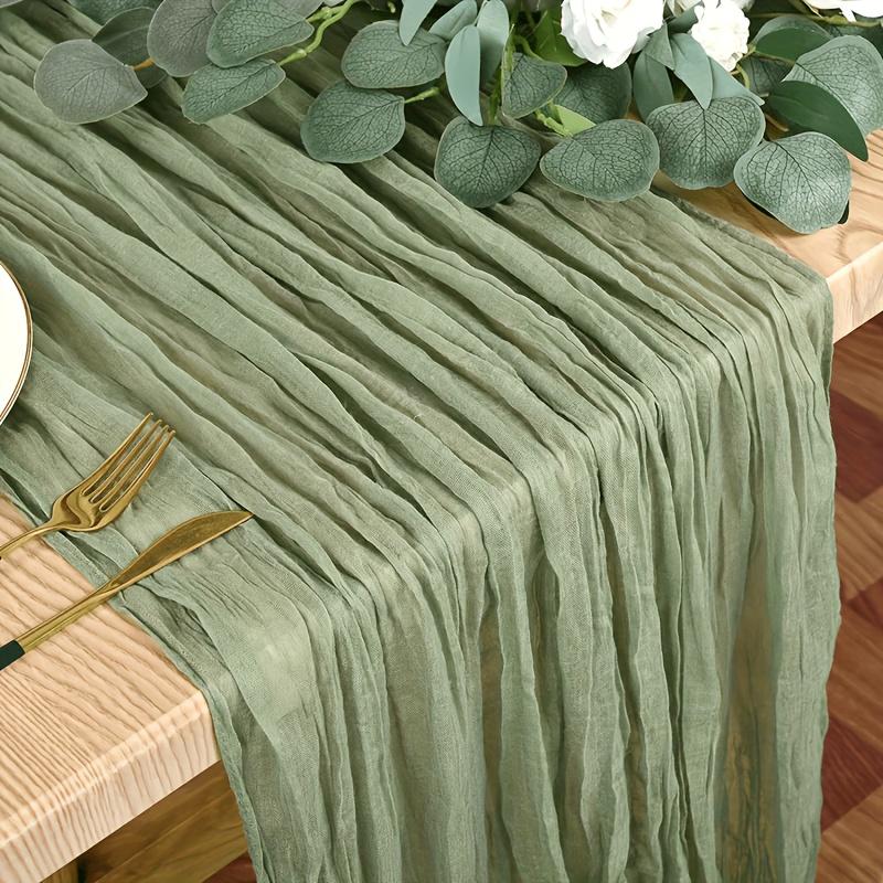 1pc Bohemian Polyester Table Runner - Beige & White Ruffled Design, Rectangular Fabric with Elegant Floral Accents for Weddings, Parties