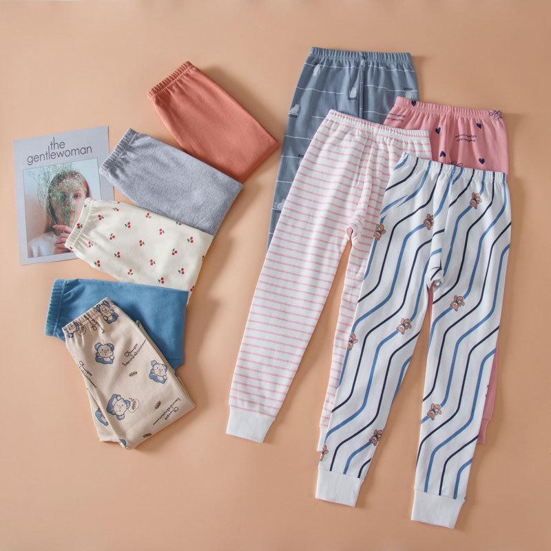 Soft, Breathable Cotton Wool Pants for Kids - Warm Print Pajamas for Fall and Winter