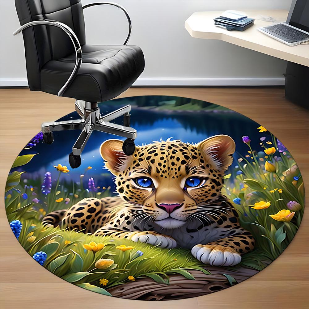 1pc Leopard Print Chair Carpet for Office, Soft Comfortable Mat For Office, Living Room, Bedroom, Machine Washable Carpet Yy251112149