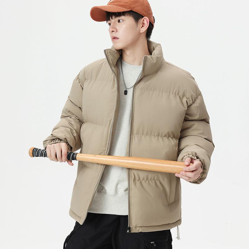 Autumn and Winter Dopamine Cotton Jacket, Men's Stand-up Collar Coat, Men's Thick Pure Color Warm Cotton Jacket, Cotton Coat