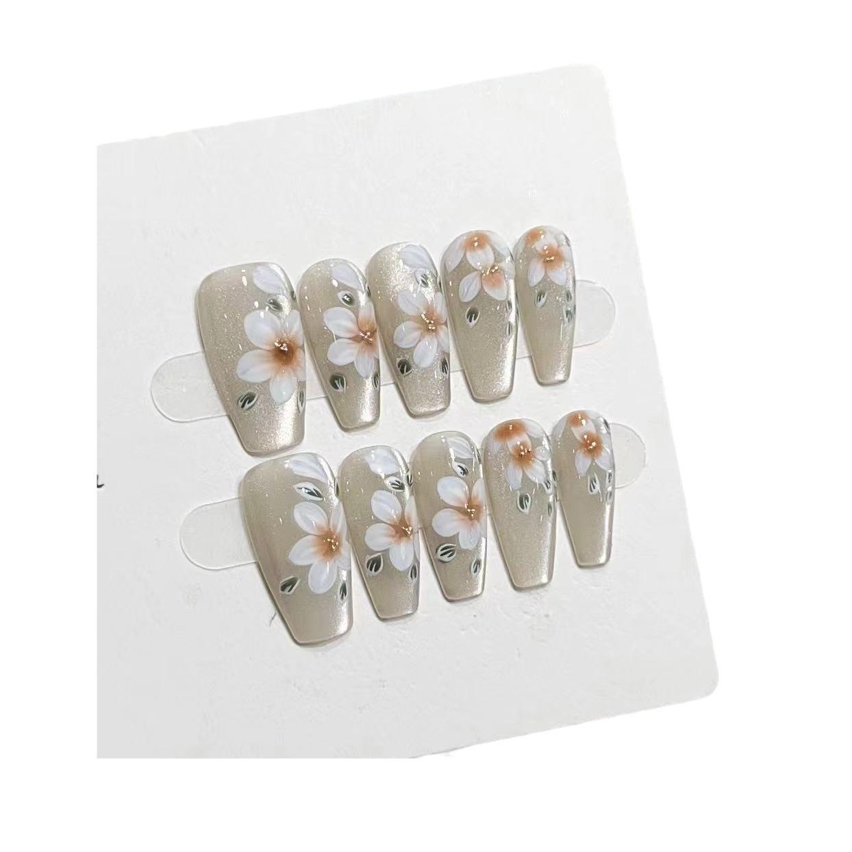 

Advanced Sense Pure Hand-wearing Armor Handmade Cat Eye Nail Art Finished Camellia Съемная накладная накладка для ногтей Лето Large L