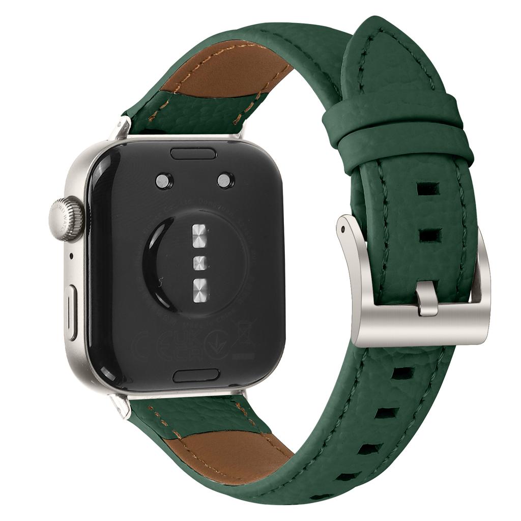 Litchi Textured Genuine Cow Leather Strap with Electroplated Buckle for Huawei Watch Fit 4 Pro/Fit 4/Fit 3 Pointed-End Watch Band