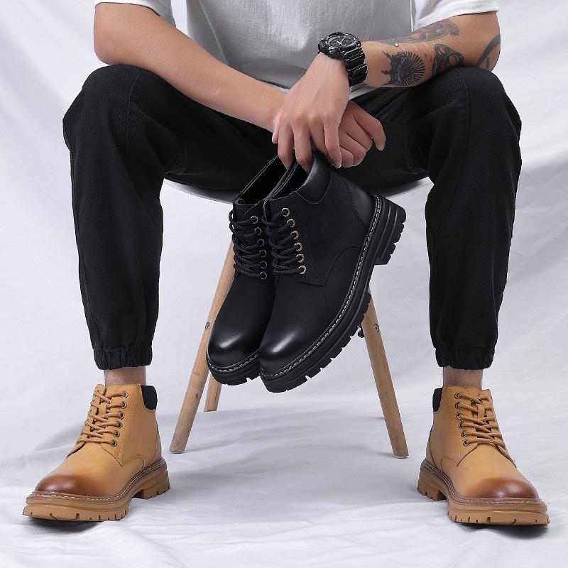 Martin boots men's 2025 new Chinese British style casual thick-soled retro tooling rhubarb boots tide 2025